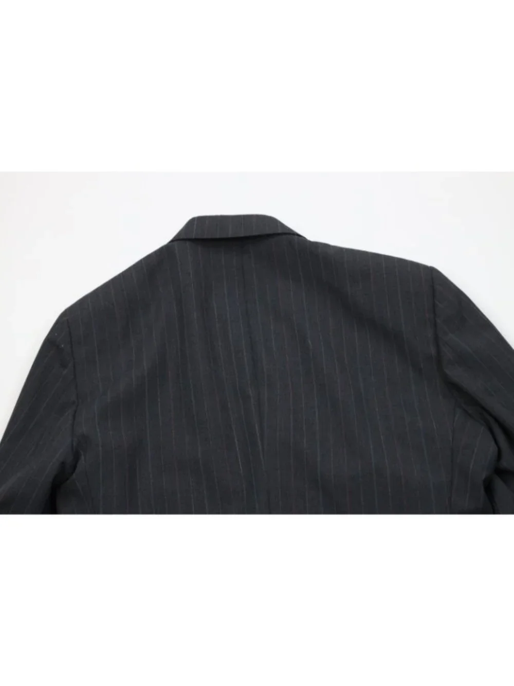 Vtg 70s Streetwear Mens 43R 2 Piece Wool Blend Striped Suit Wide Leg 34x30 Gray